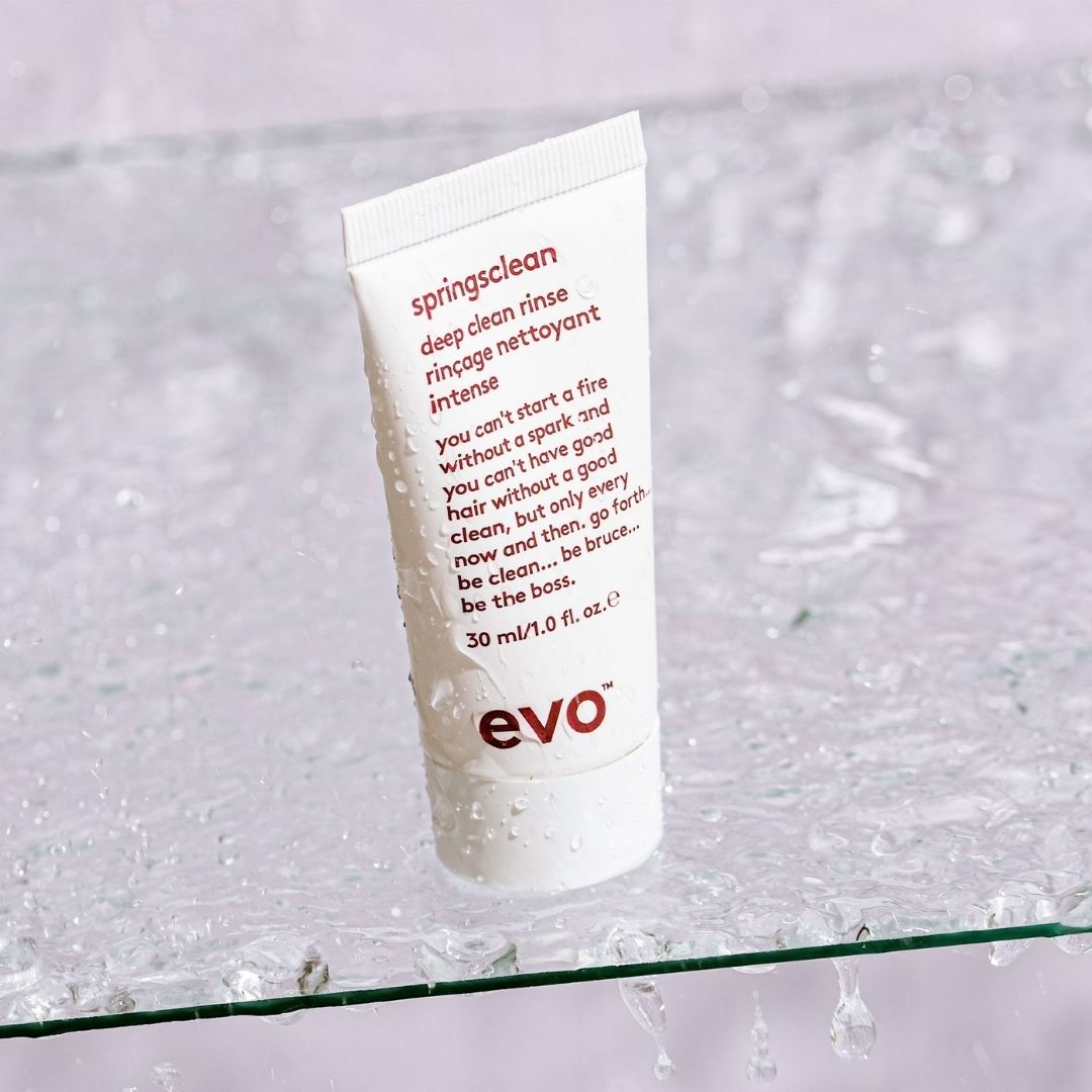 evo springsclean dziļi attīrošs mini šampūns cirtainiem matiem