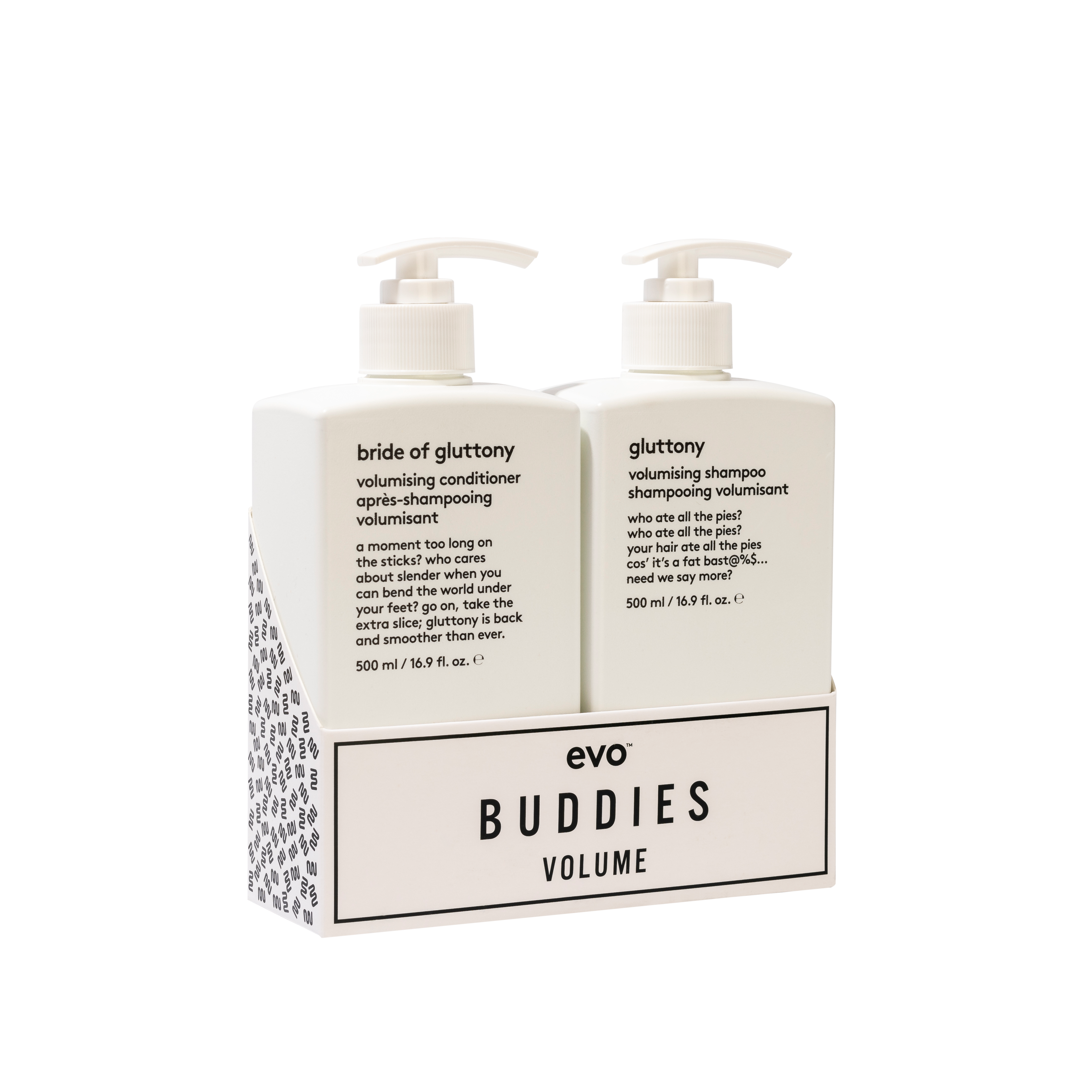 evo buddies volume: gluttony šampūns + kondicionieris