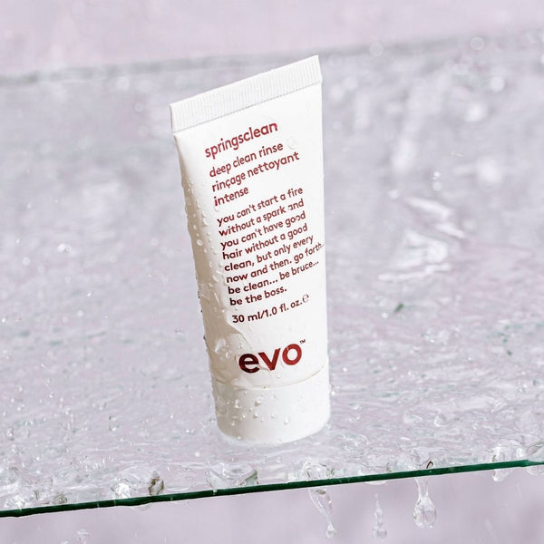 evo springsclean dziļi attīrošs mini šampūns cirtainiem matiem