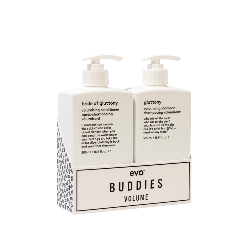 evo buddies volume: gluttony šampūns + kondicionieris