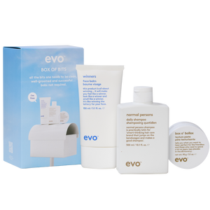 evo box of bits pack: normal persons šampūnas + winners veido balzamas + box o’bollox pasta