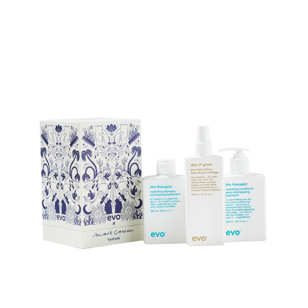 evo good givin' hydrate: the therapist šampūnas + kondicionierius + day of grace + tote bag